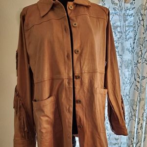 New With Tags Shenandoah Ladies Size Small Suede Jacket With Fringe And Buttons
